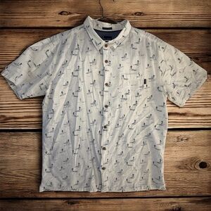Jack O'Neill Collection Silver & Blue Surf Print Men’s Button-Up Shirt Size XL
